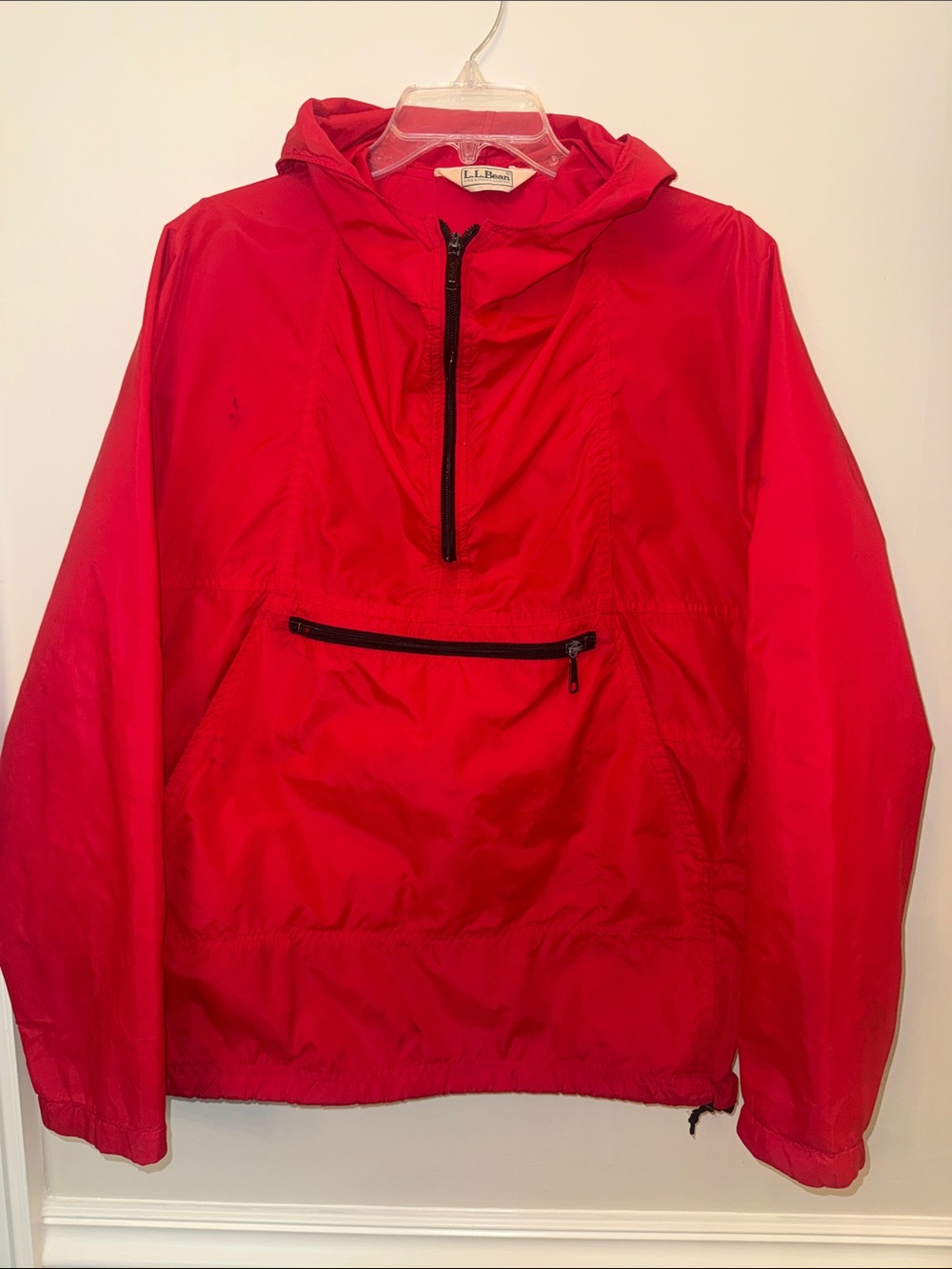 VINTAGE LL Bean Red Anorak Lightweight Windbreaker Jacket 1990’s